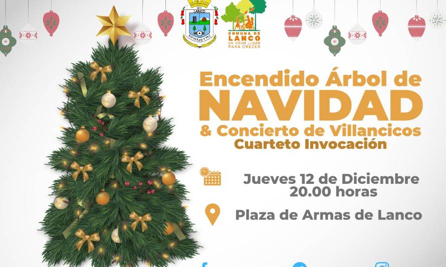 Este jueves se realizará el encendido del Árbol de Navidad en la Plaza de Lanco