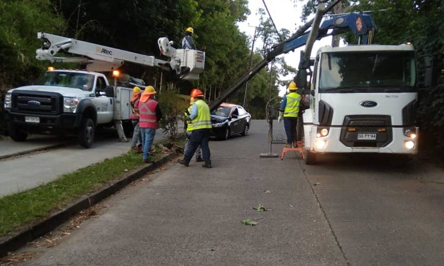 Maniobras realizadas por Saesa disminuyeron en un 100% los afectados por choque a poste en Valdivia