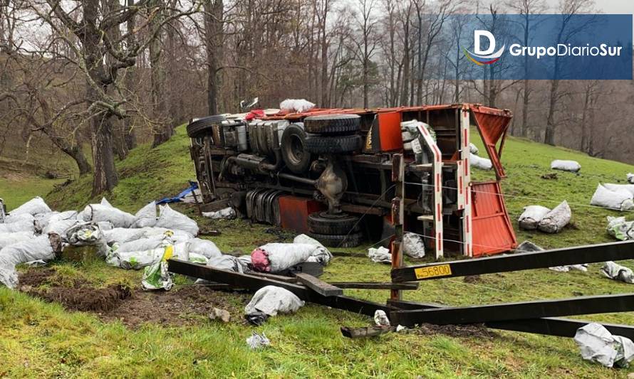 Un fallecido dejó el volcamiento de un camión en ruta Futrono-Llifén