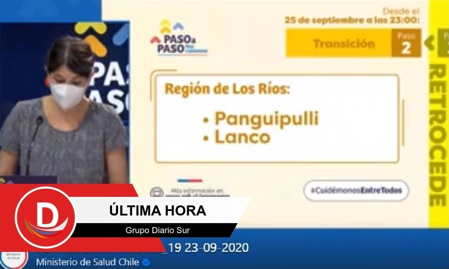 Anuncian retroceso de 2 comunas de Los Ríos