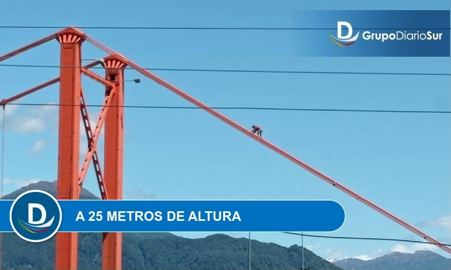 Comerciante protestó desde puente de 25 metros de altura en Aysén